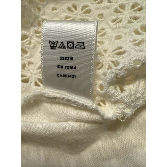 Ann Taylor Loft Eyelet Front T-Shirt White S Coastal Chic 79-14-01 - Picture 8 of 14